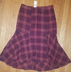 NWT Anthropologie Midi Flare Tartan Skirt